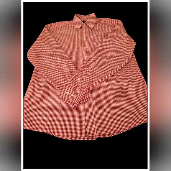 EUC Mens Red/White Dress Shirt 16 neck 36/37 length by Stafford - Picture 1 of 5